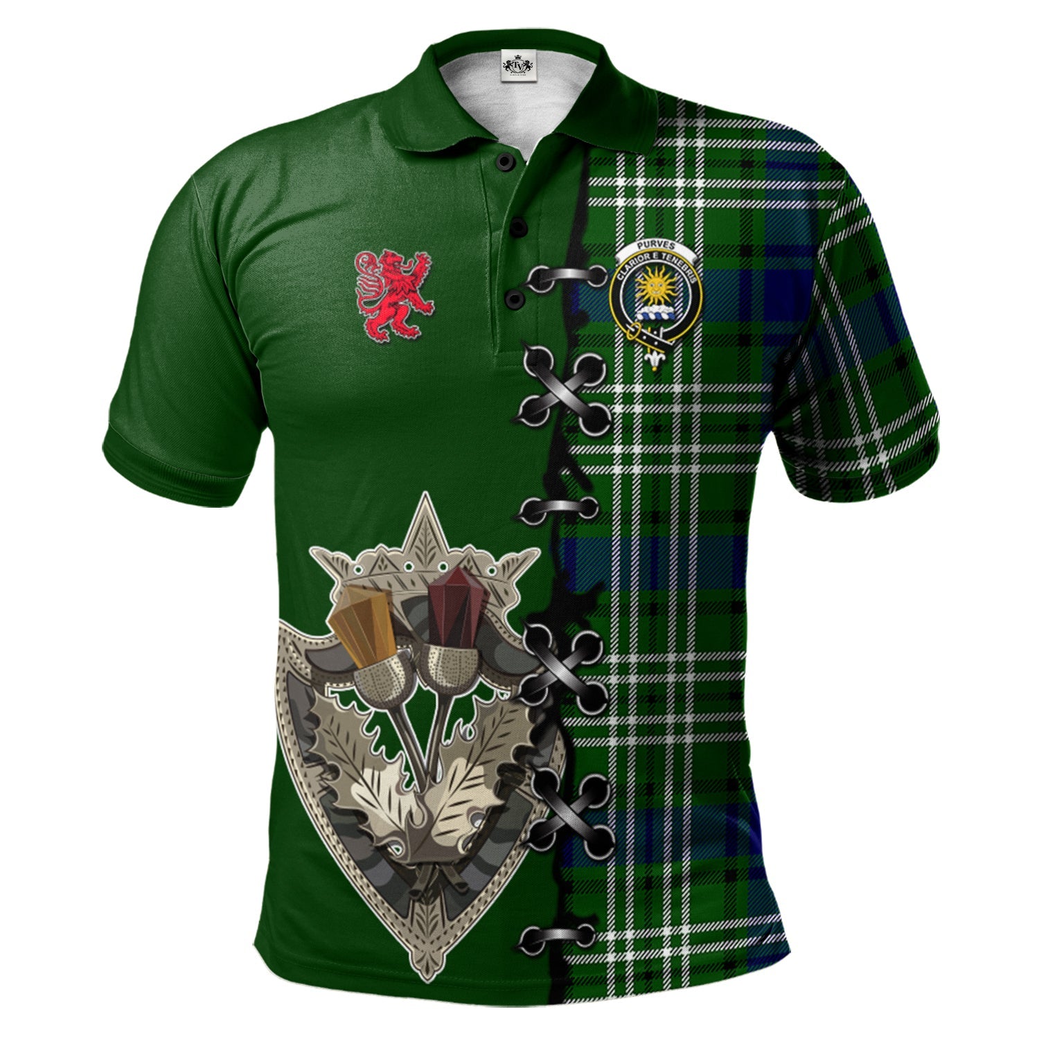 scottish-purves-clan-crest-tartan-lion-rampant-and-celtic-thistle-polo-shirt