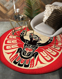 red-thunderbird-native-american-round-rug