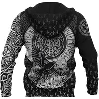 Viking Zip Hoodie - Nordic Raven Tattoos RLT12 - Wonder Print Shop
