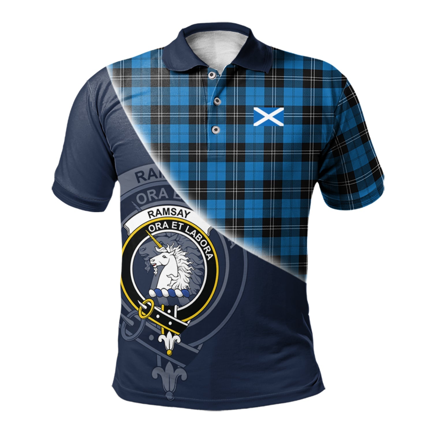 scottish-ramsay-blue-ancient-clan-crest-tartan-scotland-flag-half-style-polo-shirt