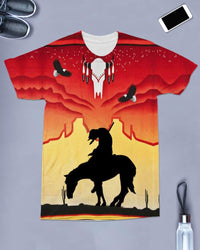 The Tribal Of Tear Red Background Native American All over T Shirt LT10 - Wonder Print Shop