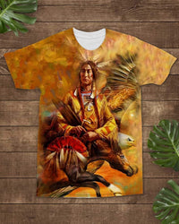 3D Native American Tribal Eagle And Horse T Shirt LT10 - Wonder Print Shop