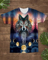 Native American Wolf Moon Galaxy All over T Shirt LT10 - Wonder Print Shop