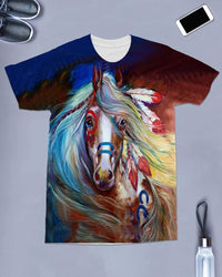 Native American Colorful Horse All over T Shirt LT10 - Wonder Print Shop