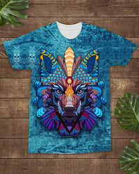 Native American Colorful Wolf All over T Shirt LT10 - Wonder Print Shop