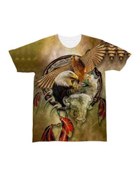 Native American Bison Wolf Eagle Hawk All over T Shirt LT10 - Wonder Print Shop