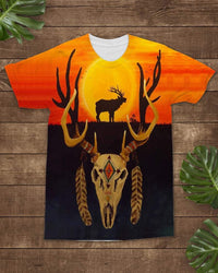 Native American Deer Skull Sun All over T Shirt LT10 - Wonder Print Shop