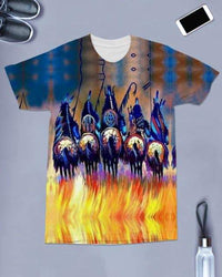 Native American 5 Warriors Riding Horses All over T Shirt LT10 - Wonder Print Shop
