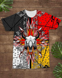 Bison Skull Head Arrow Native American Flag T Shirt LT10 - Wonder Print Shop