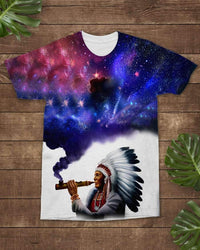 Native American Chief Galaxy All over T Shirt LT10 - Wonder Print Shop
