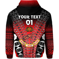 Custom Fiji Rewa Rugby Union Zip Hoodie Tapa Style Red, Custom Text And Number LT8 - Wonder Print Shop
