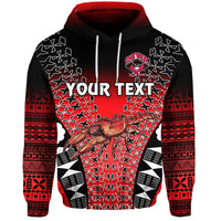 Custom Fiji Rewa Hoodie Rugby Union Tapa Style Red LT8 - Wonder Print Shop