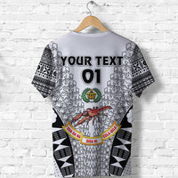 Custom Fiji Rewa Rugby Union T Shirt Tapa Style White, Custom Text And Number LT8 - Wonder Print Shop