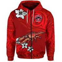 Custom Fiji Rewa Rugby Union Zip Hoodie Unique Vibes Full Red, Custom Text And Number LT8 - Wonder Print Shop