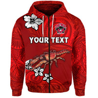 Custom Fiji Rewa Rugby Union Zip Hoodie Unique Vibes Full Red LT8 - Wonder Print Shop
