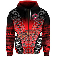 Fiji Rewa Rugby Union Zip Hoodie Tapa Style Red LT8 - Wonder Print Shop