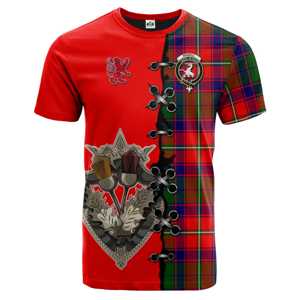 scottish-riddell-clan-crest-tartan-lion-rampant-and-celtic-thistle-t-shirt