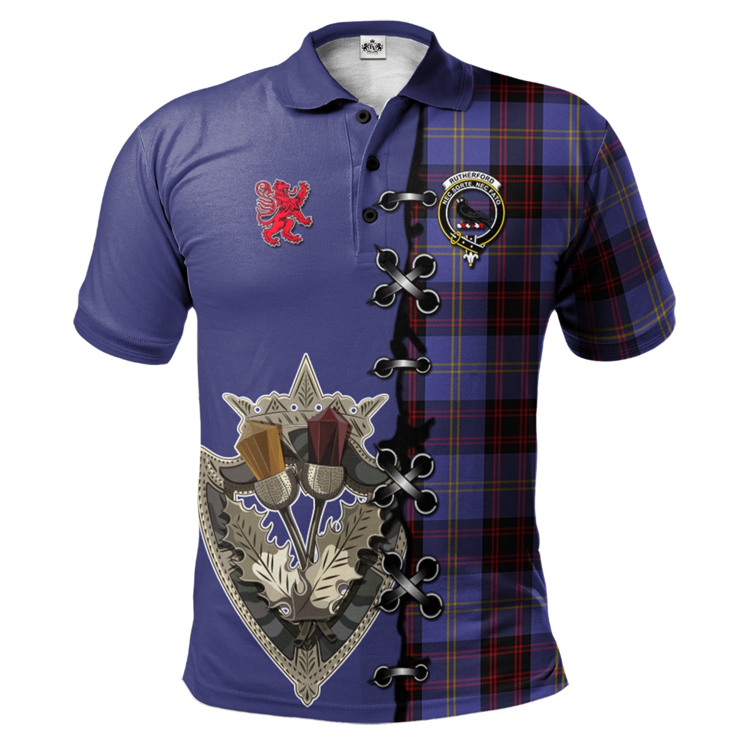 scottish-rutherford-clan-crest-tartan-lion-rampant-and-celtic-thistle-polo-shirt