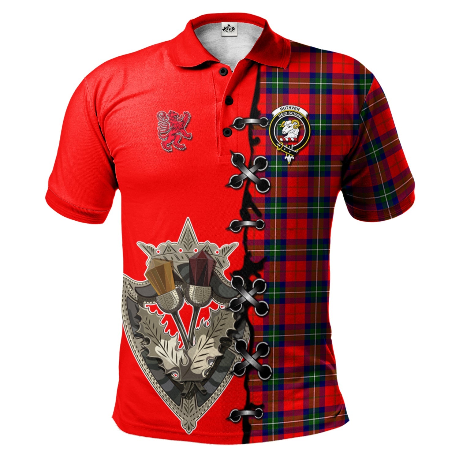 scottish-ruthven-modern-clan-crest-tartan-lion-rampant-and-celtic-thistle-polo-shirt
