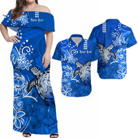 Personalised Hawaii Matching Hawaiian Shirt And Dress Polynesia Blue Sea Turtle Honu and Hibiscus LT13 - Wonder Print Shop
