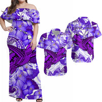 Personalised Hawaii Matching Hawaiian Shirt And Dress Purple Polynesian Turtle and Hibiscus LT13 - Wonder Print Shop