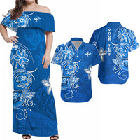 Personalised Hawaii Matching Hawaiian Shirt And Dress Polynesia Blue Sea Turtle Honu and Map LT13 - Wonder Print Shop