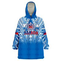 Samoa Rugby Toa Samoa Polynesian Pacific Blue Version Wearable Blanket Hoodie - Wonder Print Shop