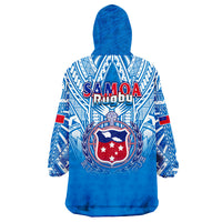 Samoa Rugby Toa Samoa Polynesian Pacific Blue Version Wearable Blanket Hoodie - Wonder Print Shop
