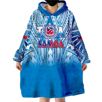 Samoa Rugby Toa Samoa Polynesian Pacific Blue Version Wearable Blanket Hoodie - Wonder Print Shop