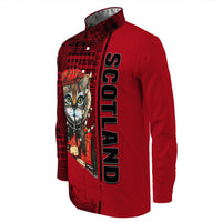 Scotland Cat Bagpipes Long Sleeve Button Shirt RLT12 - Wonder Print Shop