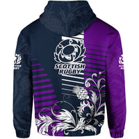 Scotland Rugby Hoodie Scottish Thistle Simple Style Navy Purple LT8 - Wonder Print Shop