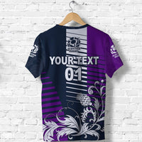 Custom Scotland Rugby T Shirt Scottish Thistle Style Navy Purple LT8 - Wonder Print Shop