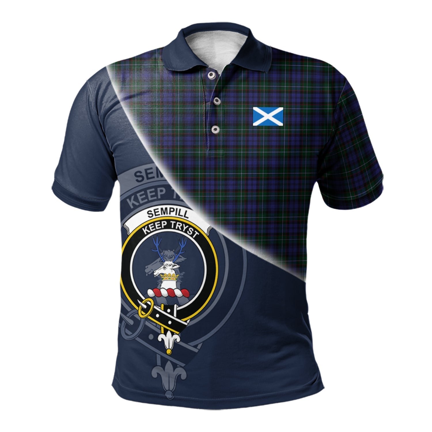 scottish-sempill-clan-crest-tartan-scotland-flag-half-style-polo-shirt