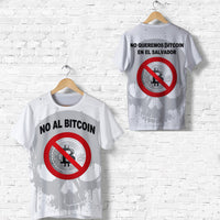 El Salvador T Shirt No Al Bitcoin Skull Style White LT8 - Wonder Print Shop
