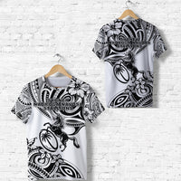 White Fiji rugby T-shirt with black Polynesian horse graphic and Sydney Nadroga Navosa text