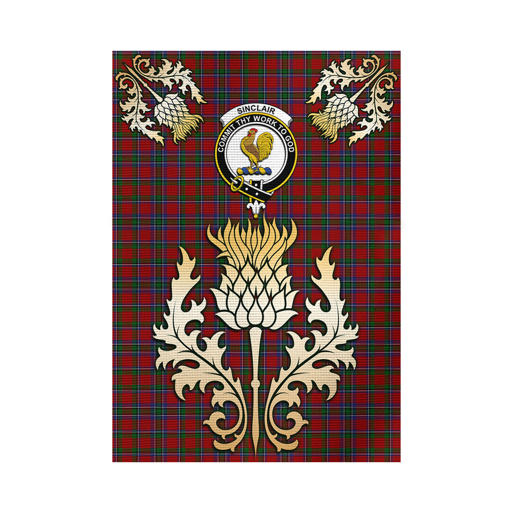 scottish-sinclair-clan-crest-gold-thistle-tartan-garden-flag