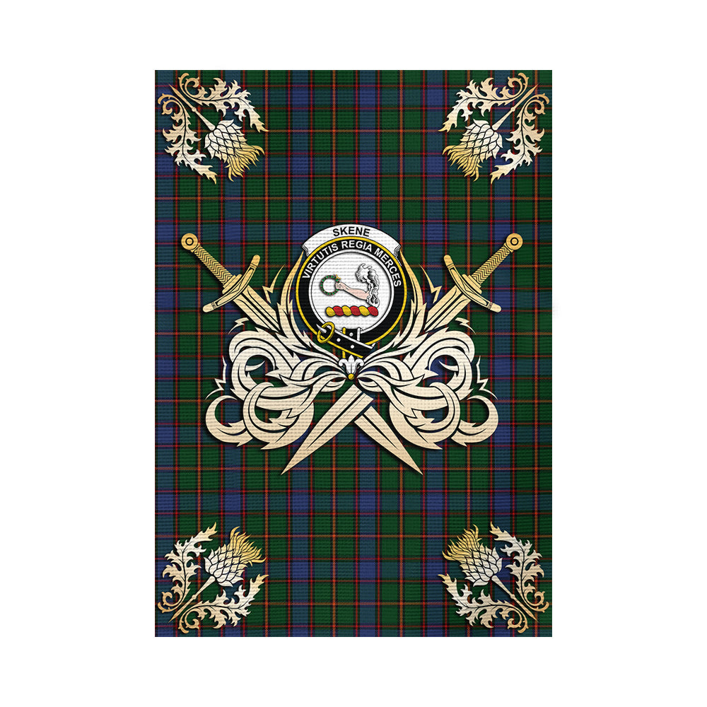 scottish-skene-clan-crest-courage-sword-tartan-garden-flag