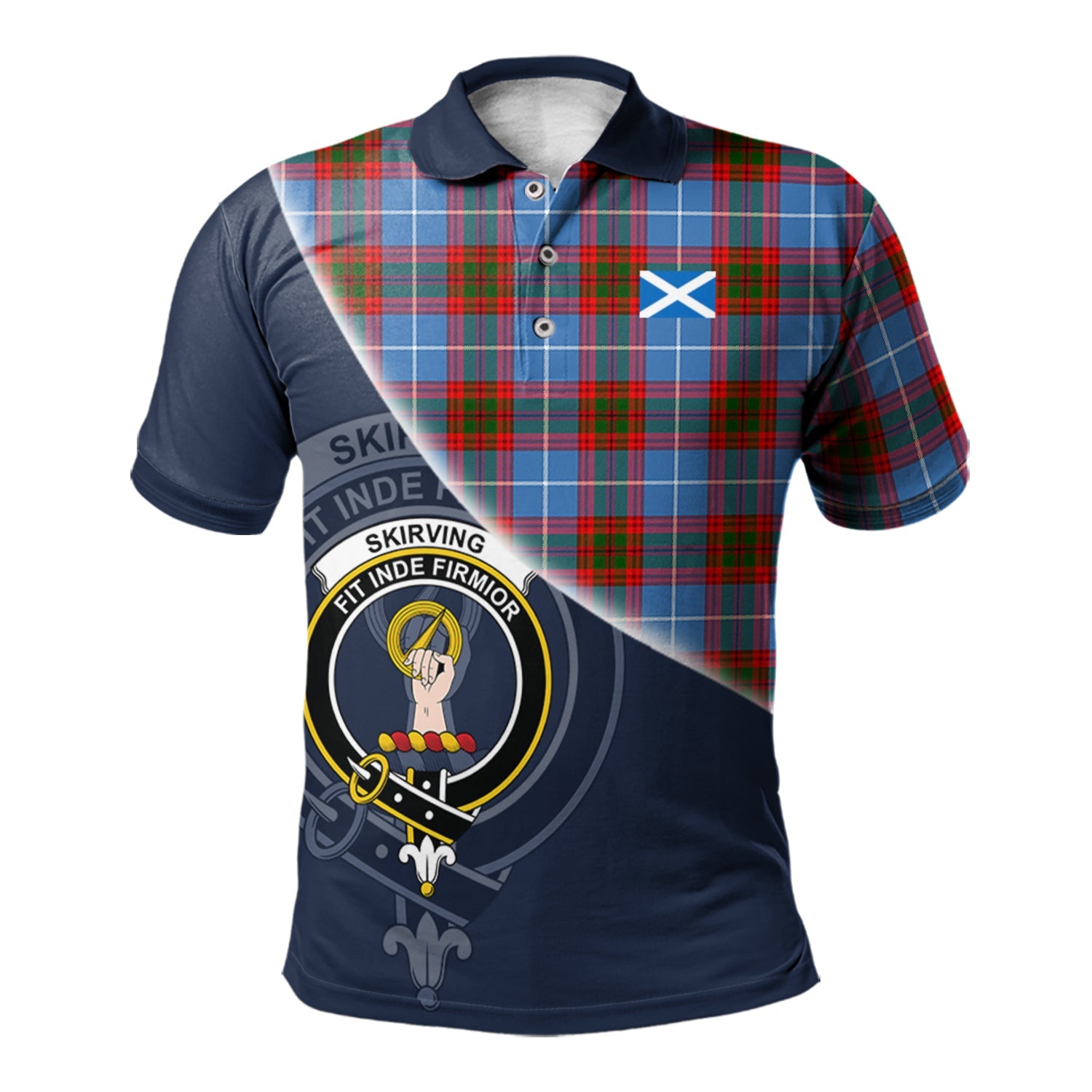 scottish-skirving-clan-crest-tartan-scotland-flag-half-style-polo-shirt