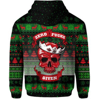 Skull Christmas Zip Hoodie Black LT8 - Wonder Print Shop