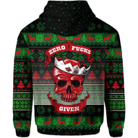 Skull Christmas Zip Hoodie Black LT8 - Wonder Print Shop