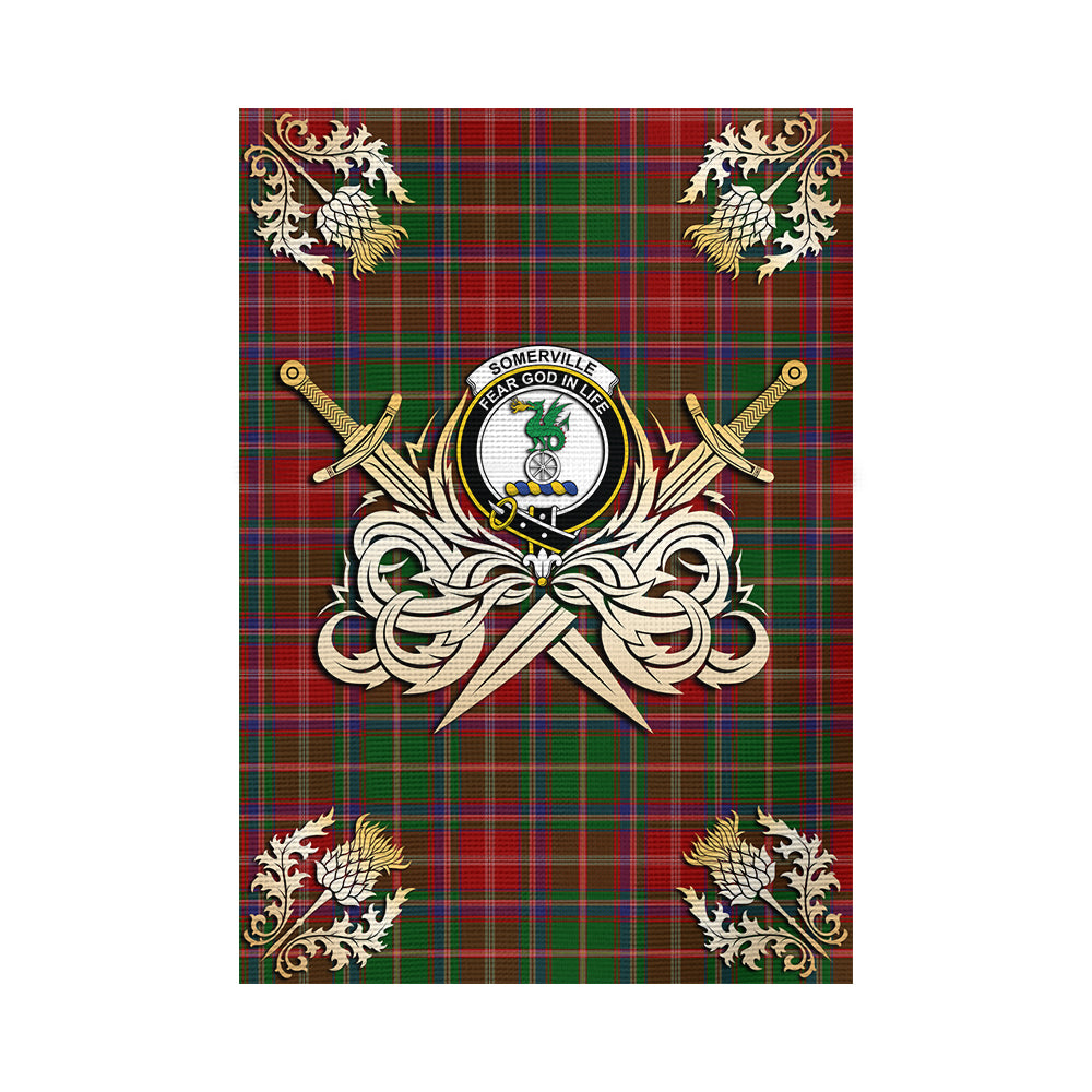 scottish-somerville-clan-crest-courage-sword-tartan-garden-flag