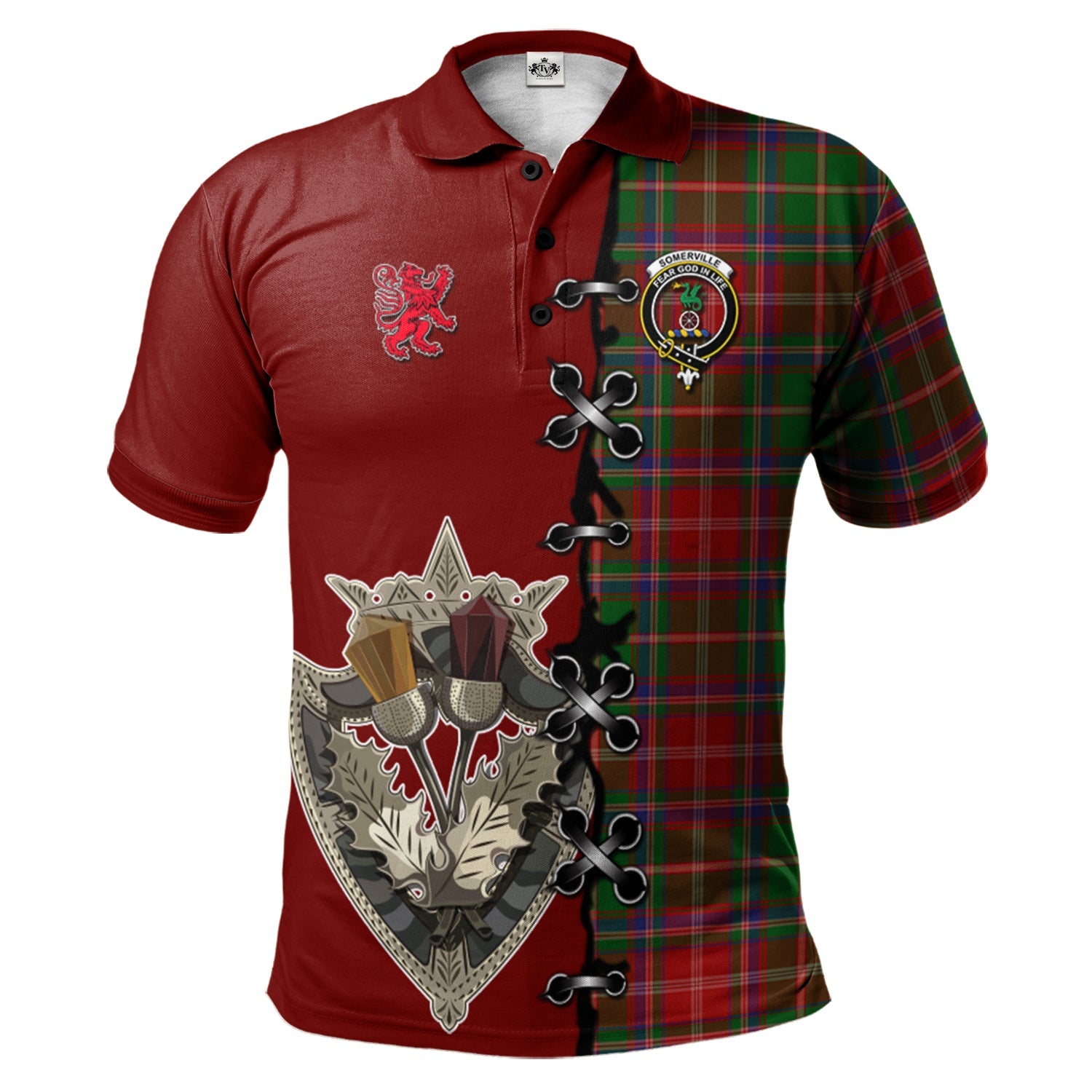 scottish-somerville-clan-crest-tartan-lion-rampant-and-celtic-thistle-polo-shirt