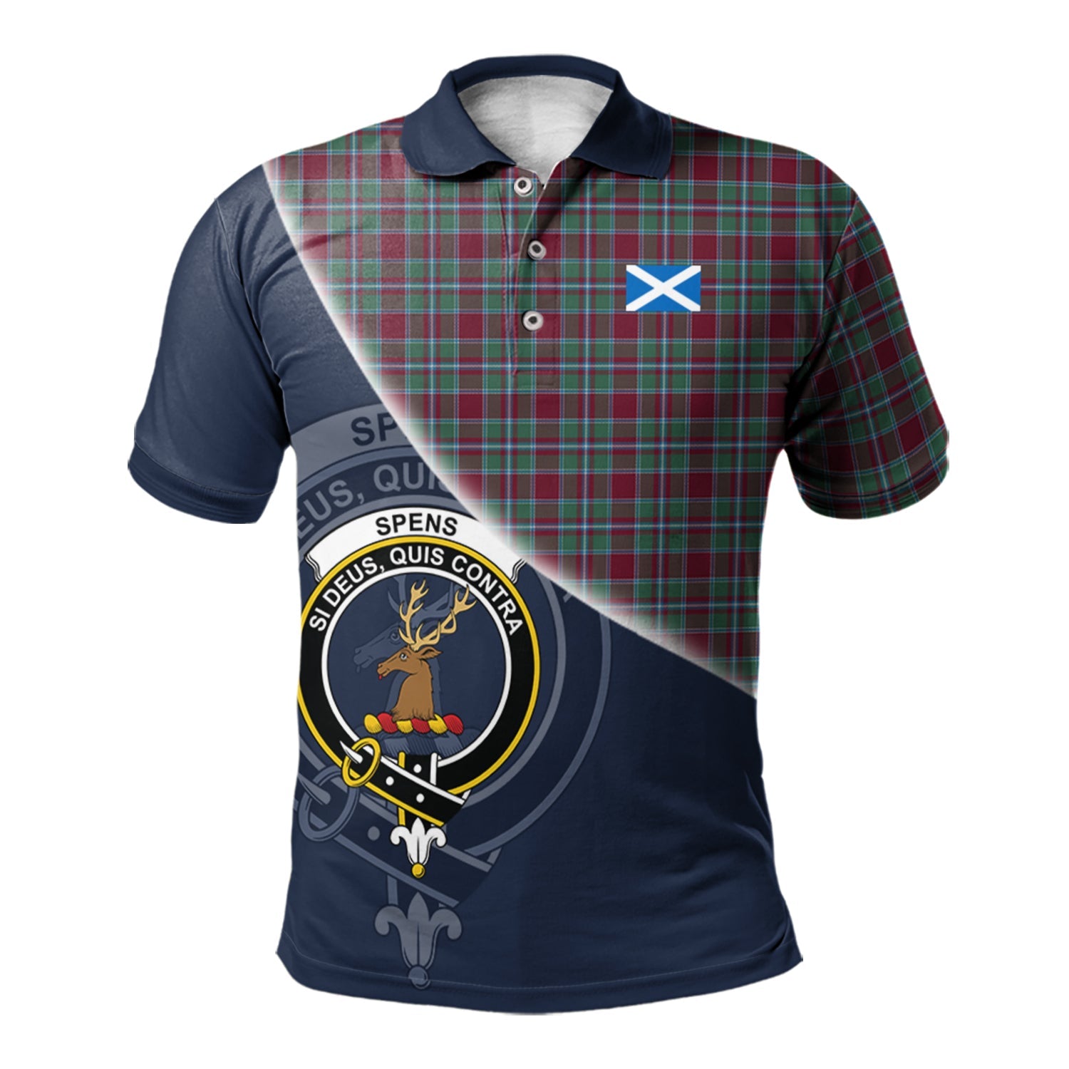 scottish-spens-spence-clan-crest-tartan-scotland-flag-half-style-polo-shirt