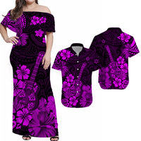 Hawaii Matching Hawaiian Shirt And Dress Polynesia Purple Ukulele Flowers LT13 - Wonder Print Shop