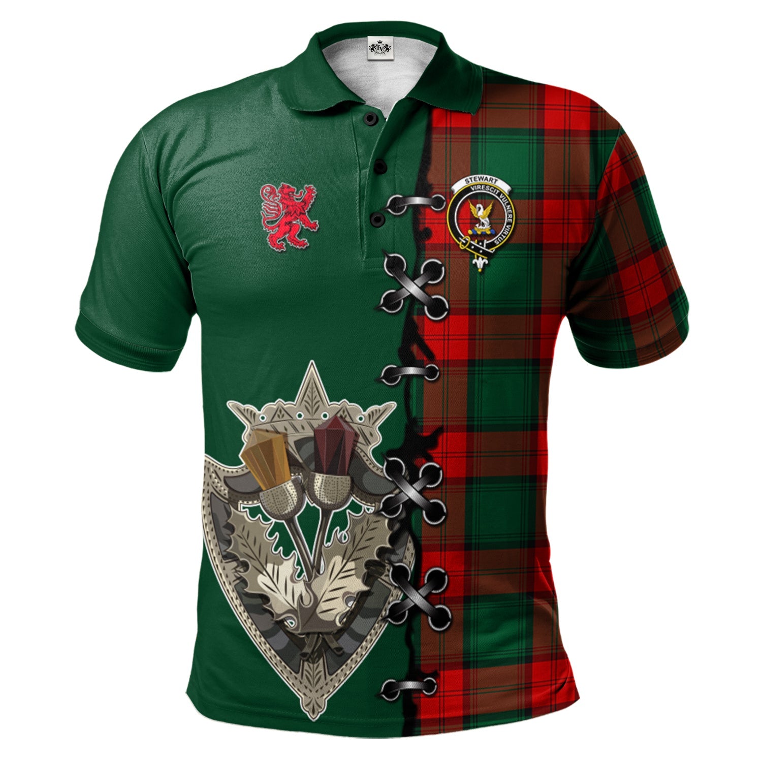 scottish-stewart-atholl-modern-clan-crest-tartan-lion-rampant-and-celtic-thistle-polo-shirt