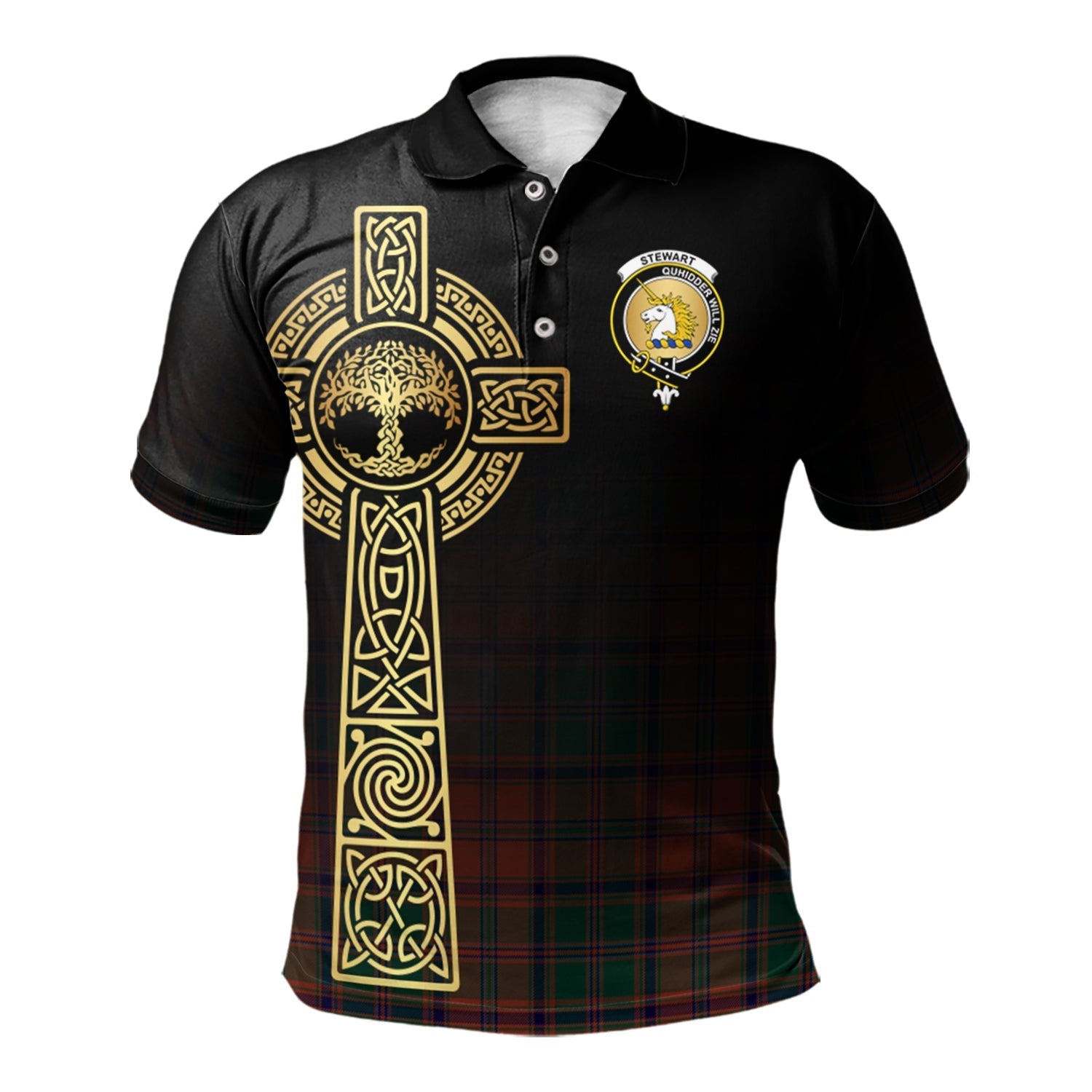 scottish-stewart-of-appin-ancient-clan-crest-tartan-celtic-tree-of-life-polo-shirt