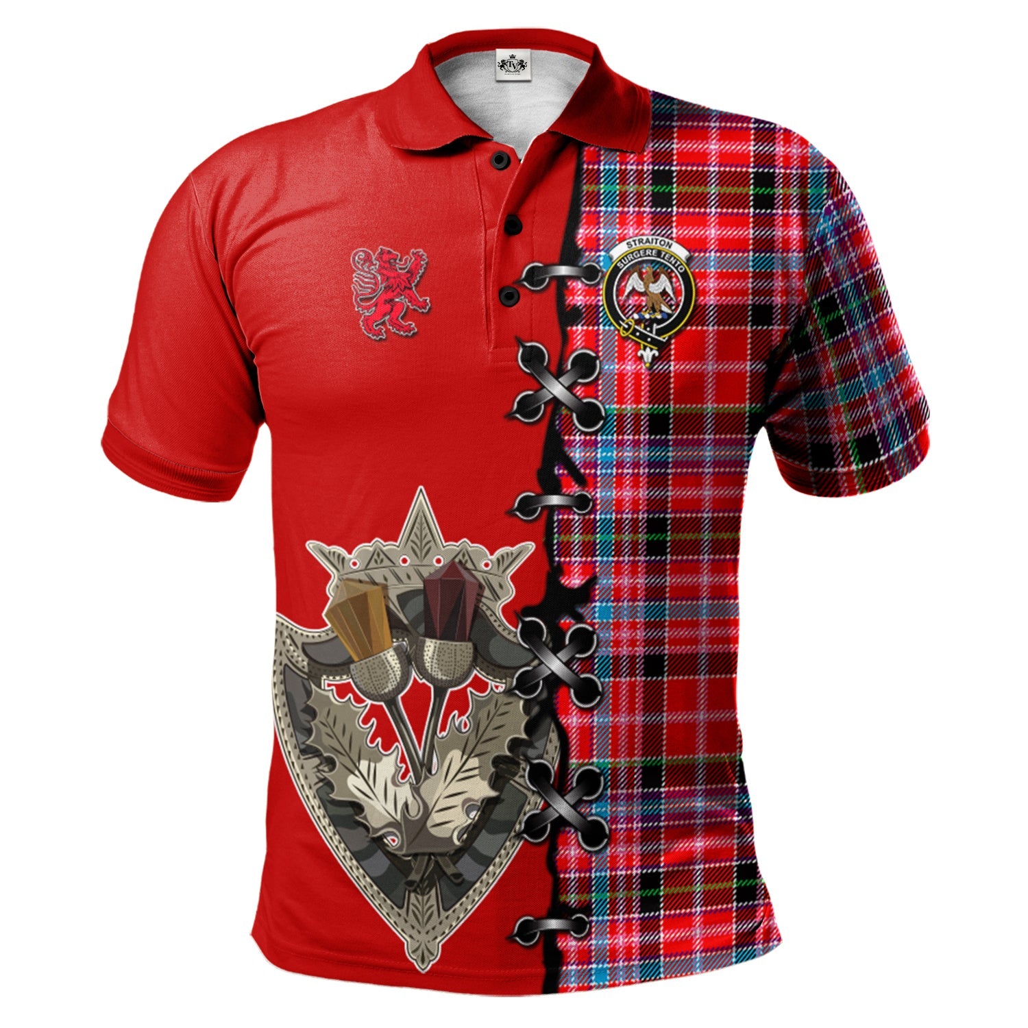 scottish-straiton-clan-crest-tartan-lion-rampant-and-celtic-thistle-polo-shirt
