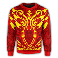 Hawaii Kanaka Polynesian Football Jersey Sweatshirt - Red And Yellow - Bernice Style - Wonder Print Shop