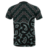 New Zealand T Shirt Maori Graphic Tee patterns Green LT6 - Wonder Print Shop