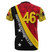 Back view of Papua New Guinea 46th independence T-shirt: '46th' and 'Happy Independence Day' text